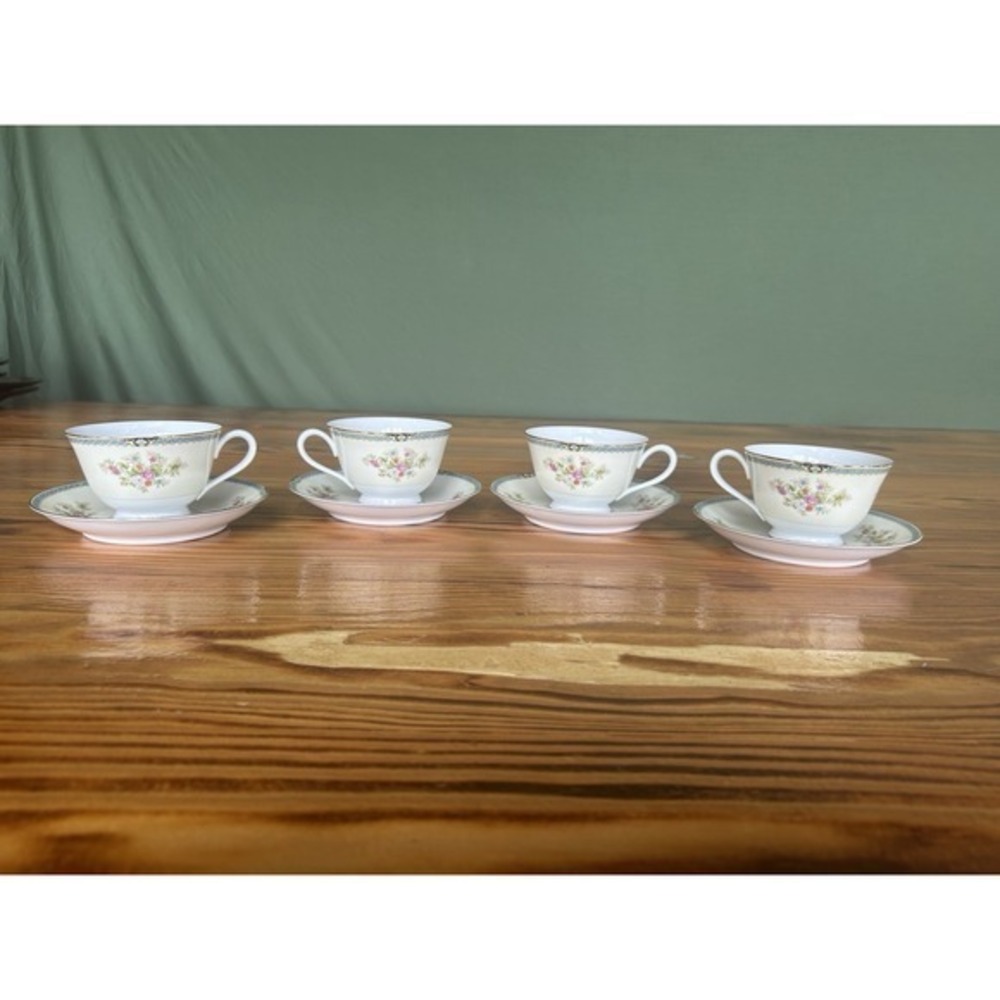 8-PC‎ Vintage Noritake Nippon Cups & Saucer Plates JAPAN Floral Gold Trim